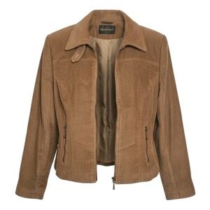 Vintage Giorgio Sant Angelo Corduroy Jacket 12 Brown Lined Zip Up Western Boho